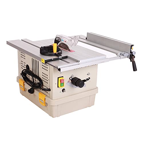 BXGTECH Dust Free Table Saw, 5300 RPM Table Saw 0-45 Angle Cutting Portable Saw with Extension Table, 1.6 Inch Cutting Depth Adjustable Multinational Compact Table Saws