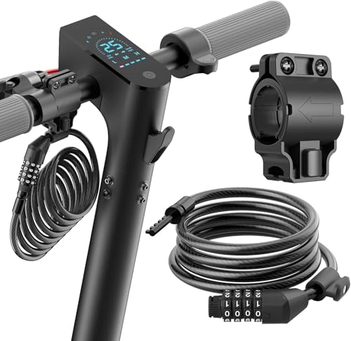 Cable Lock with Holder,Scooter Lock for Electric Scooter Adults, Bikelock with 4 Digit Resettable Combination, 5.9 FEET Long