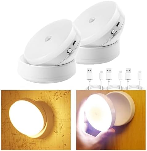 Sensor Led Lights, USB Rechargeable Night Light of 2, Smart Motion ...