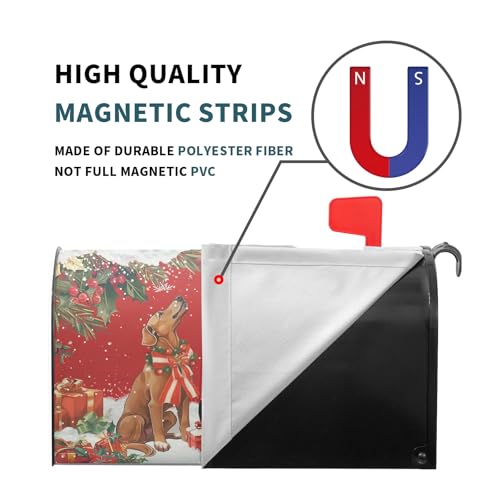 Image of Christmas Dogs Magnetic Mailbox Cover Large Size 25.5x21 Inch Winter Xmas Mailbox Covers Merry Christmas Puppy Mailbox Wraps Post Letter Box Cover for Christmas Holiday Farmhouse Outdoor Decor