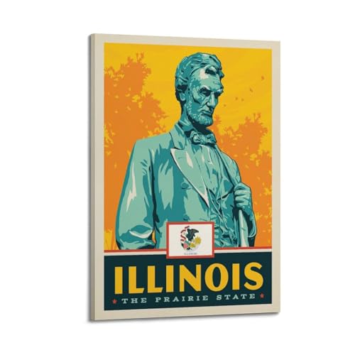 Art moderne Illinois poster vintage voyage pour mur vide chambre