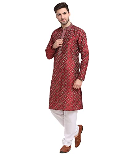 Image of Jompers Mens Coller Embroidered Printed Kurta Pyjama.