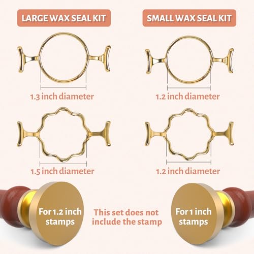 Yelsky Wax Seal Kit for 1 Inch Stamp, 2 Metal Molds with Round Flower Shape, Silicone Waxing Mat, Sealing Wax Kit for Gift Wrapping Wedding Invitations Envelopes Cards Wine Packaging