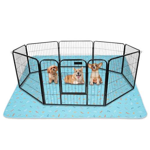 Image of Sunheir Washable Pee Pads for Dogs 72 inchx72 inch, Extra Large Reusable Puppy Pads Pet Training Pads for Dog Playpen, Waterproof Pee Pads for Puppy Playpen, Whelping Pad, Dog Playpen Indoor - Sky Blue