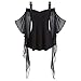 JMNyxgs Damen Sexy Schulterfrei Gothic Top Spitze Schmetterling Ärmel Bluse für Halloween Fasching Club Damen Freizeitkleidung Plus Size, Schwarz , XXL