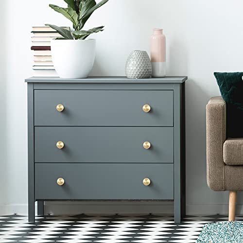 Qogrisun 5-Pack Solid Brass Cabinet Knobs, Round Ball Gold Knobs For Dresser Drawer, 1.1-Inch Diameter, Modern Kitchen Hardware, Brushed Brass Finish #TOP1