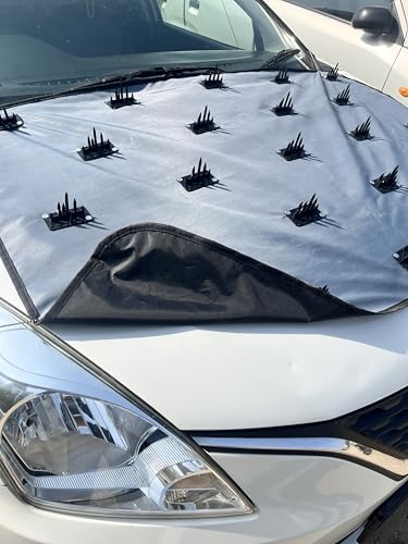 Image of Dustproof Bonnet Spike Car Cover Complete Protection from Street Dogs Cat Monkeys & Wild Animals, compatible with Universal Fit Sedan, Coupe, Hatchback, SUV, Van, Pickup, Crossover, Grey