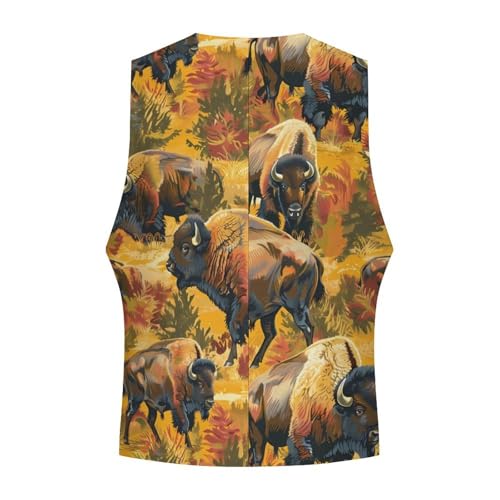 Bison Herd Novelty Men's Suit Vest Funny Formal Dress Vests Business Waistcoat4