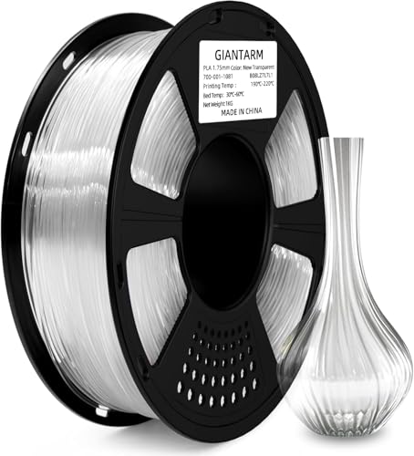 PLA Filament 1.75mm, GIANTARM New PLA 3D Printer Filament 1kg Spool (Transparent)…