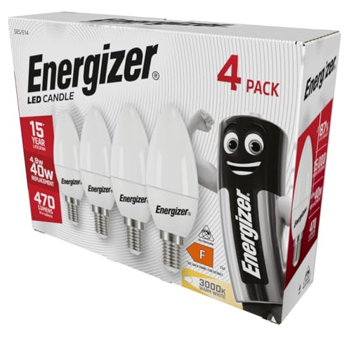 Energizer Led Candle 5.5W 40W Screw Bulbs 4 Pack (Warm White, E14), (ENGS14330)