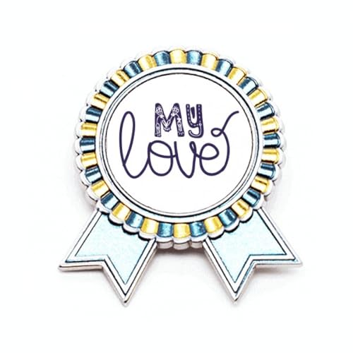 Broche avec citation My Love en métal taille M à fermoir sécurisé