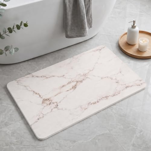 AURENZA, Alfombra Diatomita Baño, 60x39 cm, Rígida, Secado Rápido y Alta Absorción, Antideslizante, Alfombrilla de Piedr