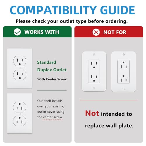 Image of Outlet Shelf Wall Holder with Cord Storage, Wall Outlet Shelf Organizer for Bathroom, Kitchen & Bedroom, Plug Shelf for Standard Outlet, Compatible with HomePod Mini, Google Home, Toothbrush & Phone