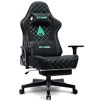Symino Chaise Gaming Ergonomique et Fauteuil Gamer avec Repose-Pieds Télescopique Coussin à Ressorts, Support Lombaire et Hauteur Réglable 130kg (rétro Simili Cuir, Noir)