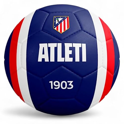 Atletico de Madrid Balón Grande Talla 5 Azul Escudo clásico Producto oficila tamaño