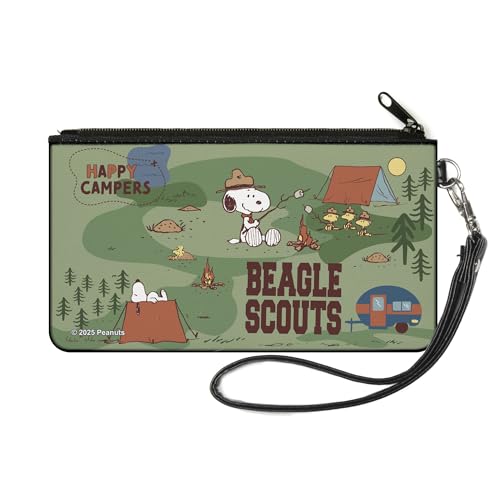 Buckle-Down Peanuts Wallet Zip Pouch Peanuts Happy Camper Beagle Scouts Scenes Canvas