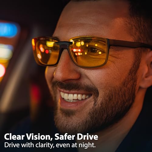 BLUE CUT Clip on Polarized Night Vision, Driving Sunglasses UV 400 Blocker To Wear Over Prescription Glasses4