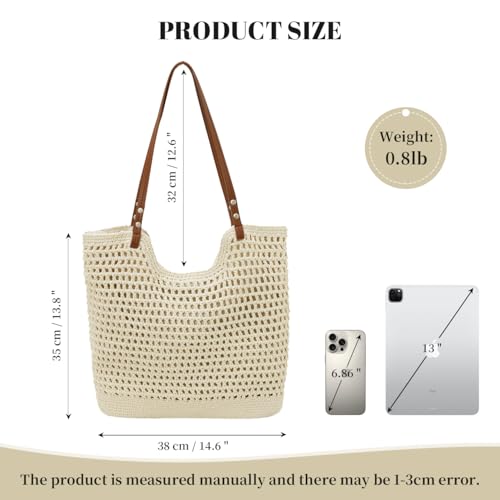 Image of Crochet Beach Bag Summer Woven Tote Bag Crochet Purse for Women handbags Boho Shoulder Bags for Travel Vacation