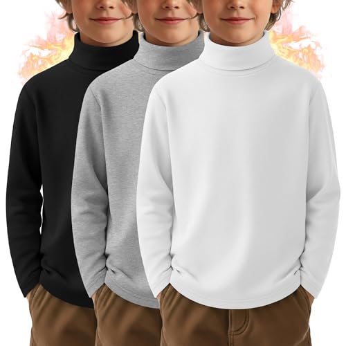 Catálogo de Abrigos para Niño al mejor precio. 41 LessonZoo - Paquete de 3 camisetas térmicas de manga larga con cuello alto para niños, camisas de compresión para jóvenes, capa básica, ropa interior cálida para invierno,...