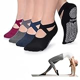 Ozaiic Non Slip Grip Socks for Yoga Pilates Barre Fitness, Anti Skid Hospital Labor Delivery Socks with Grips for Women