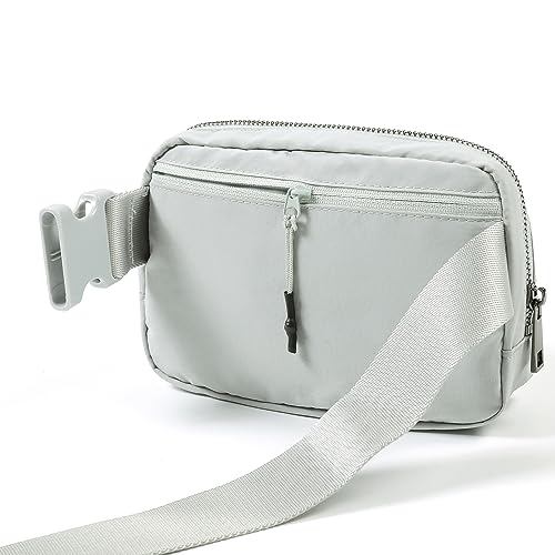 Image of ODODOS Unisex Mini Belt Bag with Adjustable Strap Small Fanny Pack for Workout Running Traveling Hiking, Light Grey