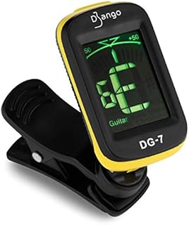 Django Guitar Tuner by Pick Geek | for Acoustic, Bass, Electric, Ukulele, Violin, & Classical Guitars | Fast and Accurate | Includes Chromatic Tuning | Clip-on and Easy To Use | Battery Included