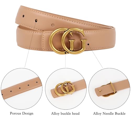 Image of Aurolran Women's Leather Belt with Buckle - Ideal for Dresses, Jeans, and Coats