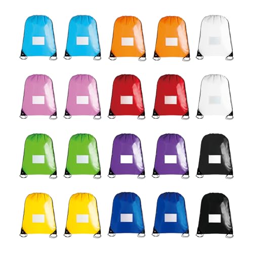 20 Pcs Drawstring Bags,Bulk Draw String Backpack, Gym Sports Cinch Bag Sackpack, 10 Colors