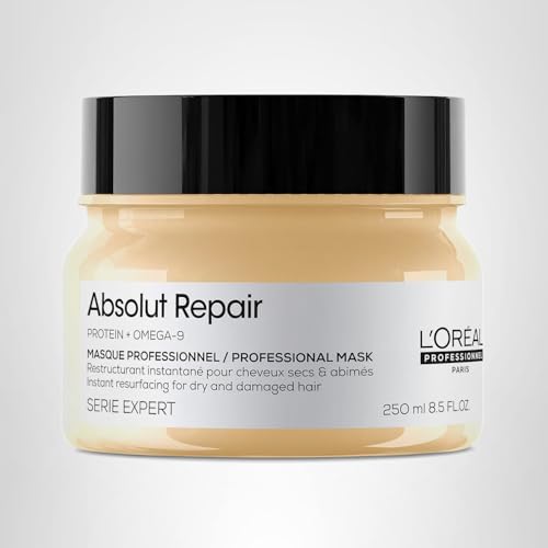 L’Oréal Professionnel Paris Absolut Repair Hair Mask – Nourishing Protein Treatment, Hydrates, Repairs Damage & Adds Shine, For Dry & Damaged Hair