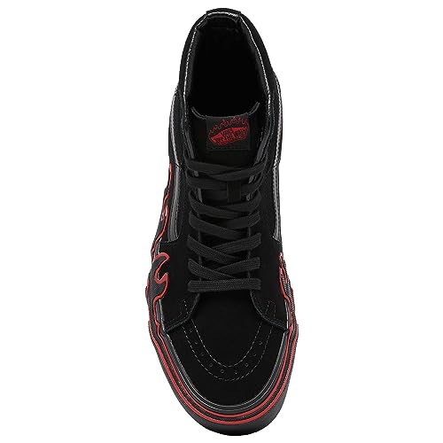 Vans Vans Unisex's High-top, Suede Black Red Flames, 12.5 Women/11 Men