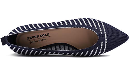 Image of FEVERSOLE Women's Woven Pointy Fashion Cutouts Breathable Knit Flat Shoes