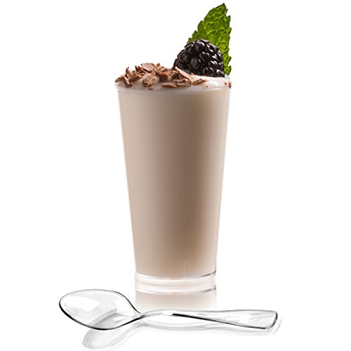 Zappy ZP-102WS-100 3 Oz Disposable Plastic Straight Wall Shooter Glasses Clear Dessert Cups And Tasting Spoons thumb #2
