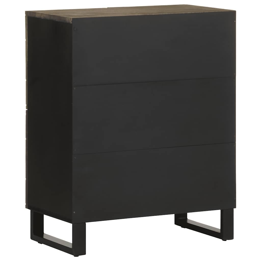 Mangloder Sideboard Schwarz aus Massivholz Mango 60x33x75 cm, TV Board Lowboard mit Metallbeinen, Stauraum für Wohnzimmer, Heimkino, Gaming, Kommode für Fernseher und Receiver