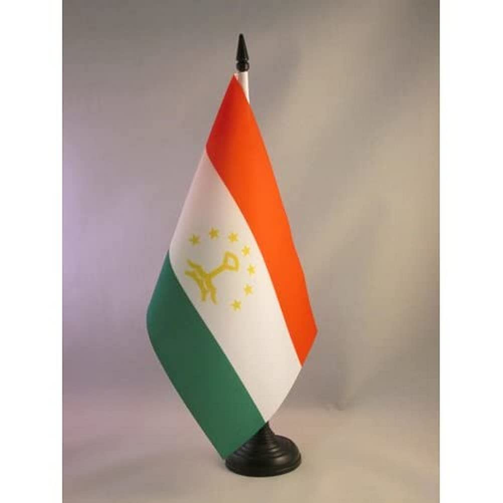 AZ FLAG Tajikistan Table Flag 5'' x 8'', Tajik Office Decoration 100% Polyester 21 x 14 cm