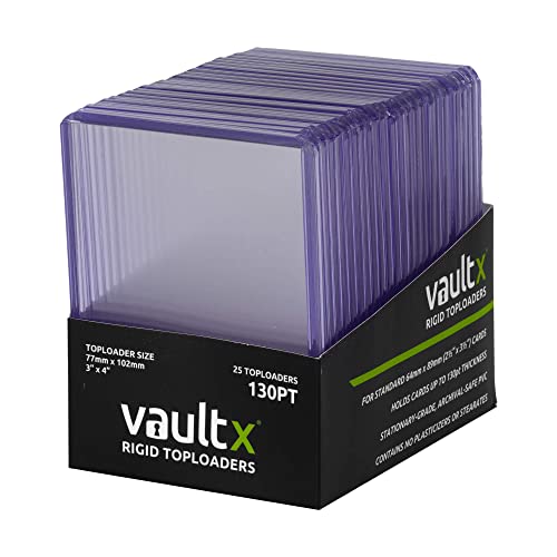 Vault X Lot de 25 porte-cartes rigides pour cartes à collectionner et cartes de sport 130 pt 7,6 x 10,2 cm Cover