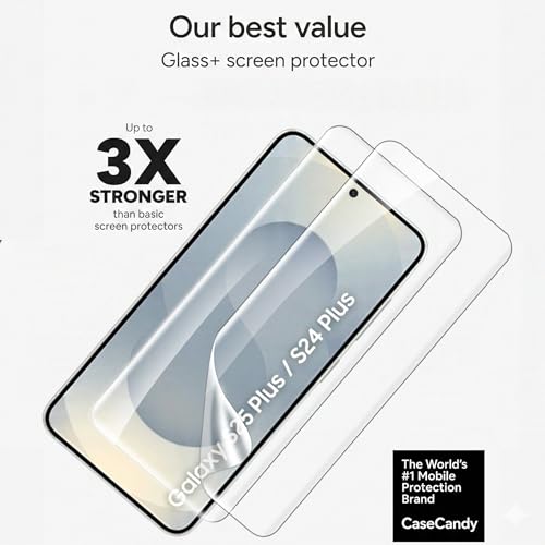 Image of Casecandy - (2 Pack Screen Protector for Samsung S25 Plus and Samsung S24 Plus | Transparent Screen Guard For Galaxy S25 Plus /S24 Plus - Fingerprint Support /HD