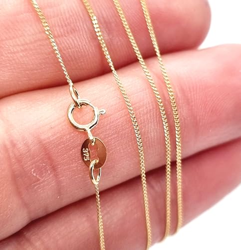 Markylis - Solid Italian 9ct Yellow Gold Fine Curb Link Style Chain Jewellery Necklace for Women and Ladies - Long Length - 0.8mm - 24inch - 24" - Image 8