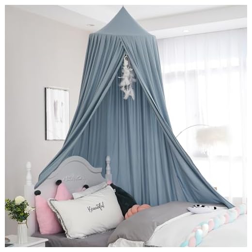 HggTjj Extra Large Kids Bed Canopy for Girls Boys Bedroom Decor, Hanging Canopy for Reading Corner, Baby Crib Canopy for Nursery, Play Tent House Castle - Greish Blue