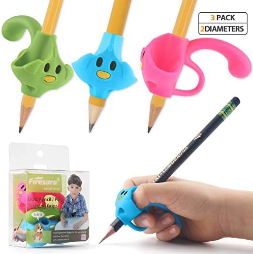 Training Grips For Pencil, Firesara Training Grips for Kids Handwriting Ergonomic 5 Fingers Fixed Sets for Trainer Handwriting Posture Correction, Assorted Pencil Grips for Righties and Lefties (3Pcs)