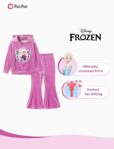 Image of Disney Frozen Princess Minnie Stitch Girl Clothes Long Sleeve Knot Front Sweatshirt Flare Pants Fall 2 Piece Outfit 2-9Y