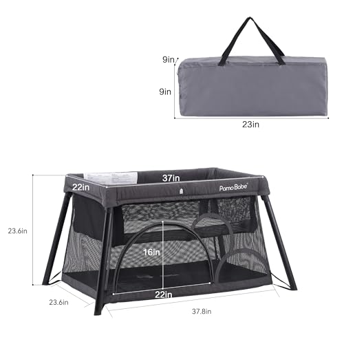 Pamo babe Travel Crib - Lightweight Baby Playpen with Bassinet, Portable Mini Playard