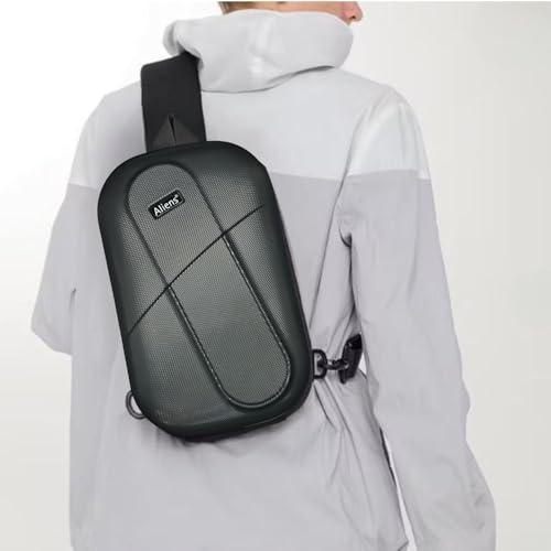 Image of Tukzer ABS Hard Shell Sling Bag Aliens Series 180Open Crossbody Side Shoulder Bag for Mens, Women, Office,Travel,Everyday Mini Backpack for iPad,Tablet,Smartphone,Charger,Headphone,HDD,Camera(01-GRY)