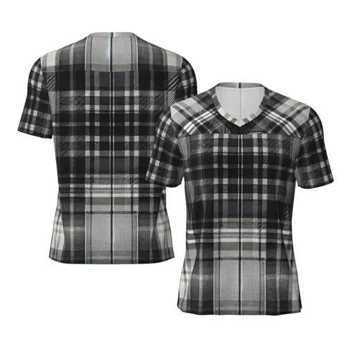 Stylish Athletic Sports Jersey Grey-Tartan Men's Rugby Jersey Medium