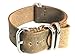 time+ 22mm 5-Ring Military Style Distressed Vintage Leather Watch Band Strap Brown