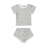 Valcatch Newborn Baby Boy Girl Clothes Set Ribbed Short Sleeve T Shirt Top Shorts Sets 2Pcs Infant Toddler Summer Outfits