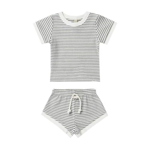 Valcatch Newborn Baby Boy Girl Clothes Set Ribbed Short Sleeve T Shirt Top Shorts Sets 2Pcs Infant Toddler Summer Outfits