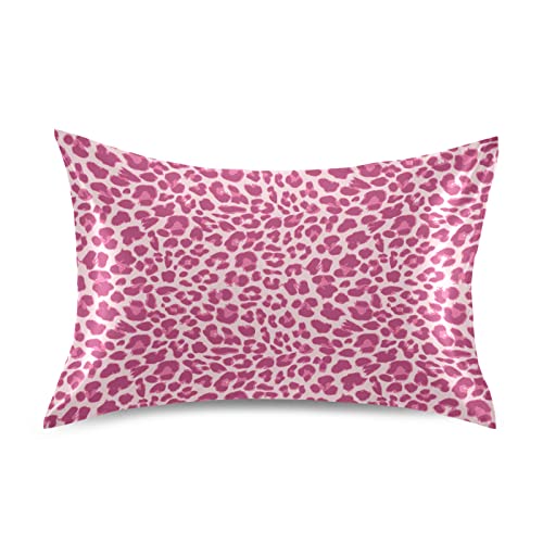 ALAZA Satin Pillowcase for Hair and Skin, Pink Leopard Look Decorative Soft Pillow Cases Queen Size 30x20 inches