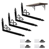 TSKDKIT 4 Stück Regalwinkel Metall 90 Grad Winkel Klammer Regalwinkel Schwarz L Halterungen Regalhalter mit Schrauben, Halterung Eckstrebe 15cm x 11.5cm