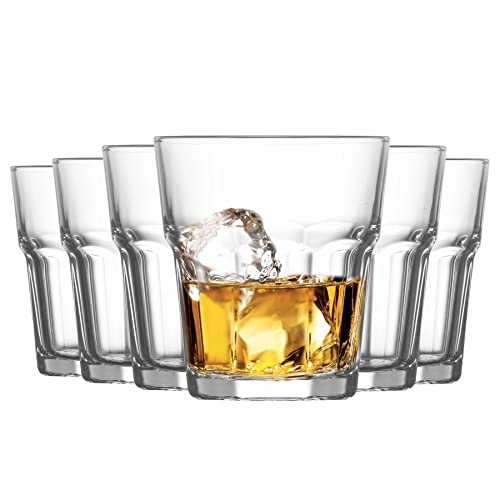 LAV 10 oz Aras Art & Craft Whiskey Glasses Set of 6 | Elegant Glasses for Whiskey, Bourbon, Scotch, and Cocktails | Ideal for Home Bars, Parties, and Special Occasions | Durable Glass | 30 cl