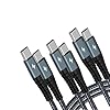Cable USB C, cable de carga rápida, cable de carga tipo C a tipo C, cargador USB-C trenzado para iPhone 16/15 Pro Plus Max S22 S21 iPad, etc. Paquete de 3 unidades